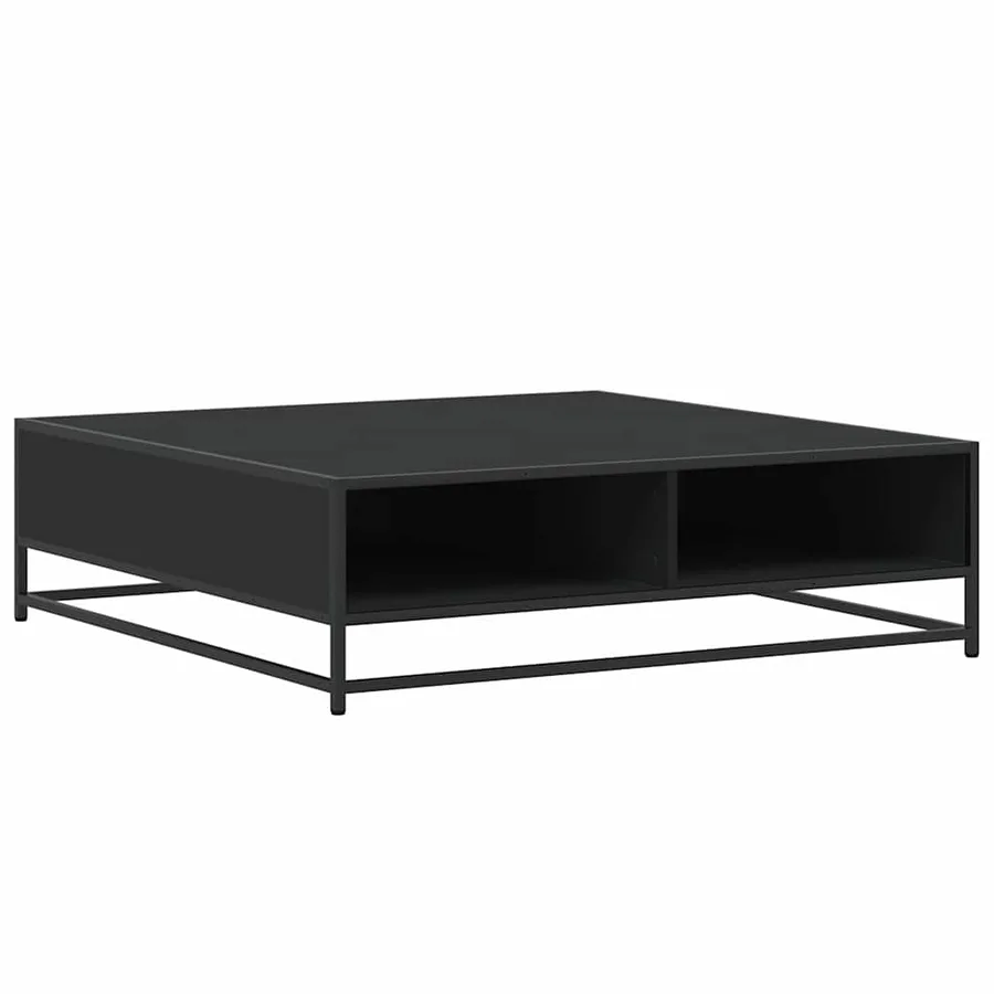 Table basse noir 100x100x30 cm bois d'ingénierie et métal - 2