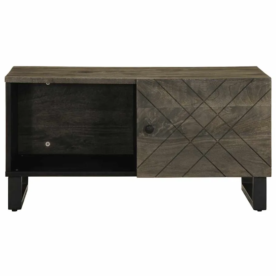 Table basse noir 80x50x40 cm bois massif de manguier - 3
