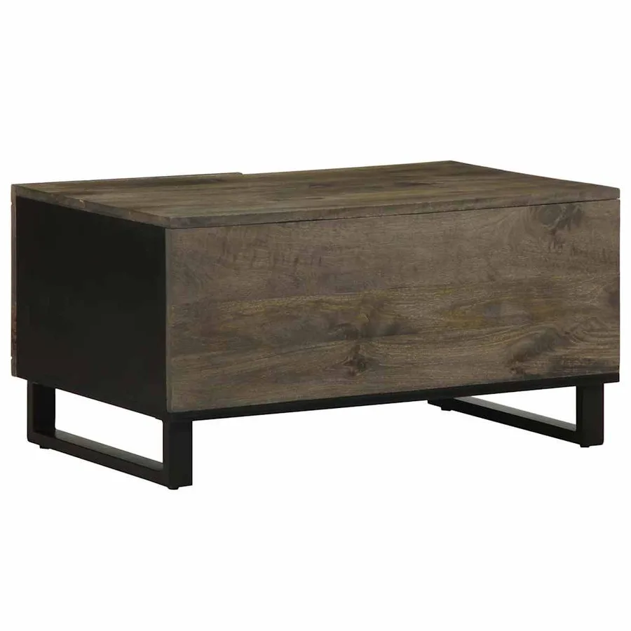 Table basse noir 80x50x40 cm bois massif de manguier - 5