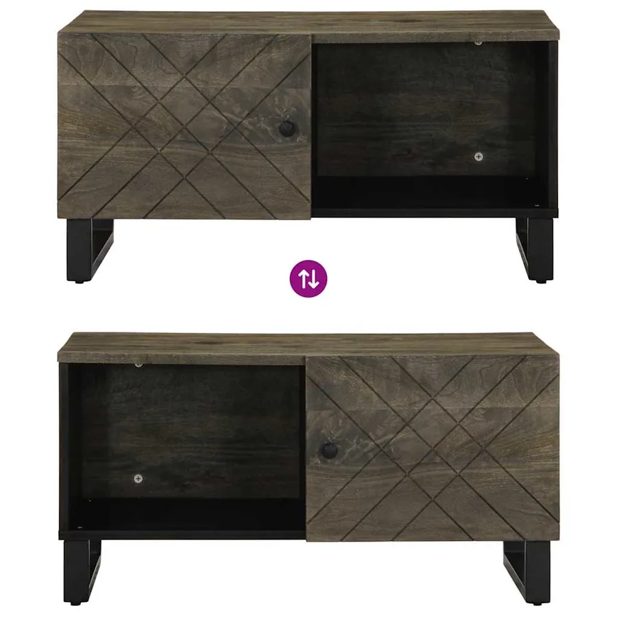 Table basse noir 80x50x40 cm bois massif de manguier - 6