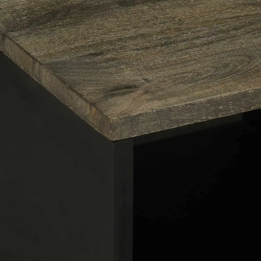 Table basse noir 80x50x40 cm bois massif de manguier - 7