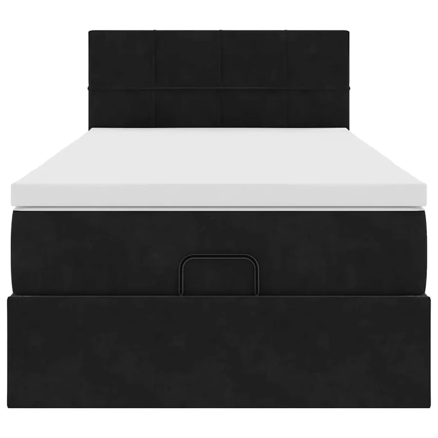 Cadre de lit ottoman avec matelas noir 90x190 cm velours - 6