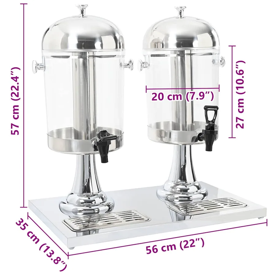 Double distributeur de jus en acier inoxydable 2 x 8 L - 9
