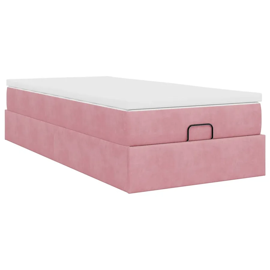 Cadre de lit ottoman avec matelas rose 90x190 cm velours - 10