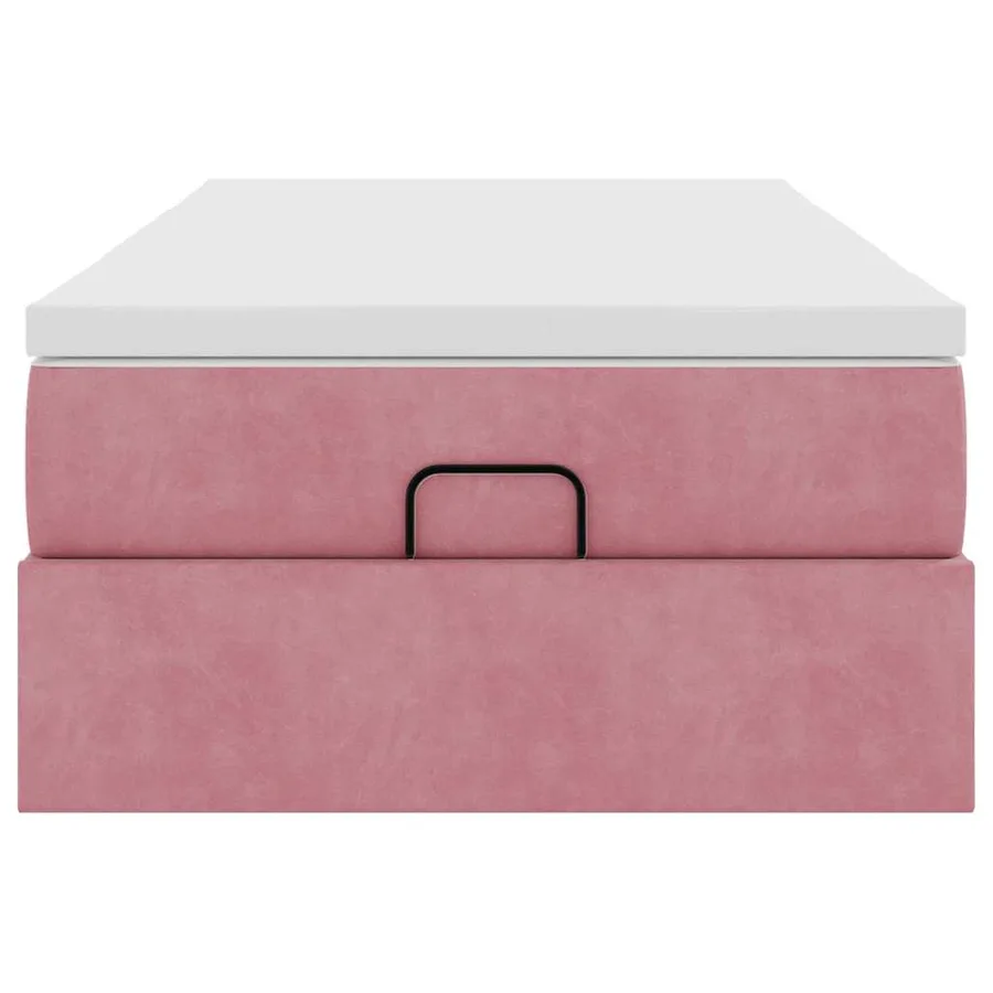Cadre de lit ottoman avec matelas rose 90x190 cm velours - 7