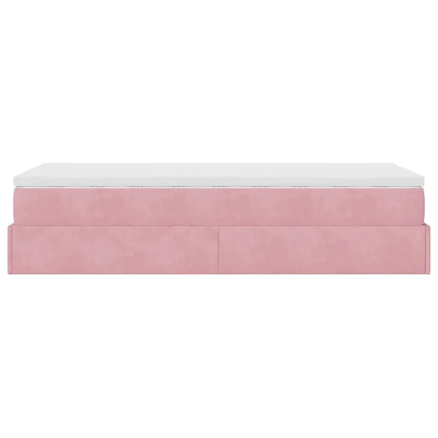 Cadre de lit ottoman avec matelas rose 90x190 cm velours - 9