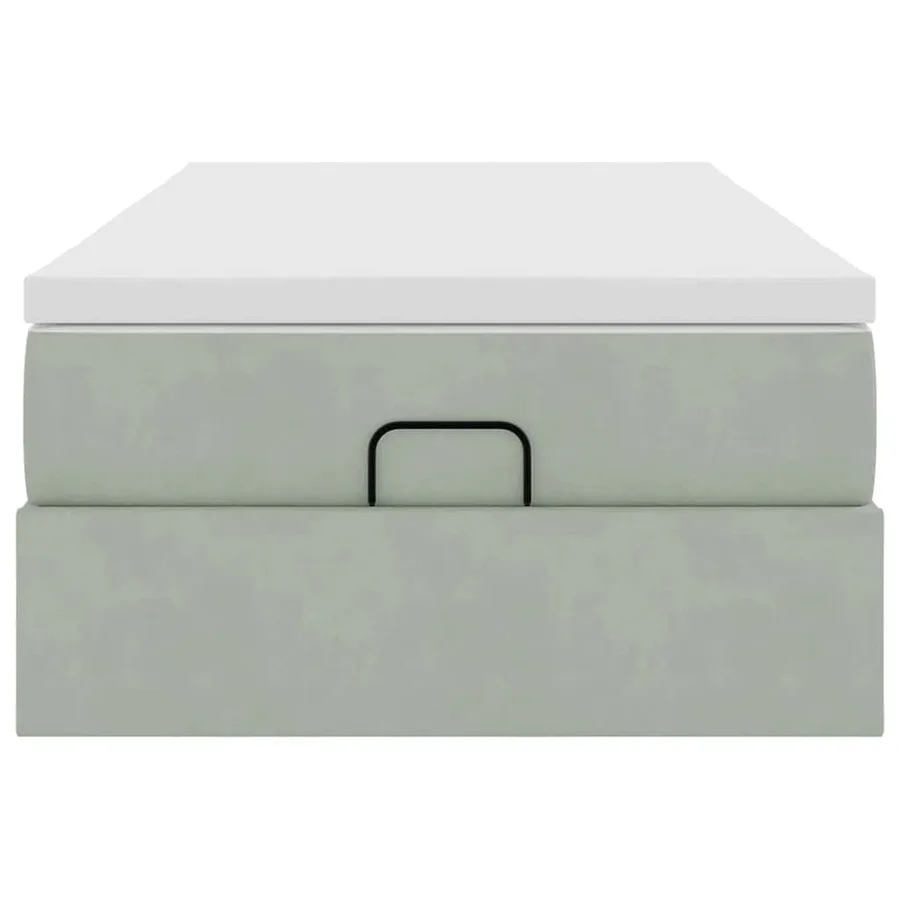 Cadre de lit ottoman et matelas gris clair 90x190 cm velours - 7