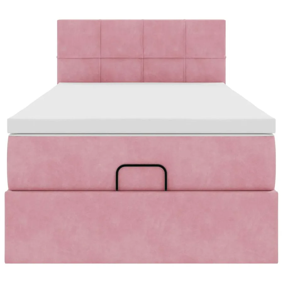 Cadre de lit ottoman avec matelas rose 90x190 cm velours - 7