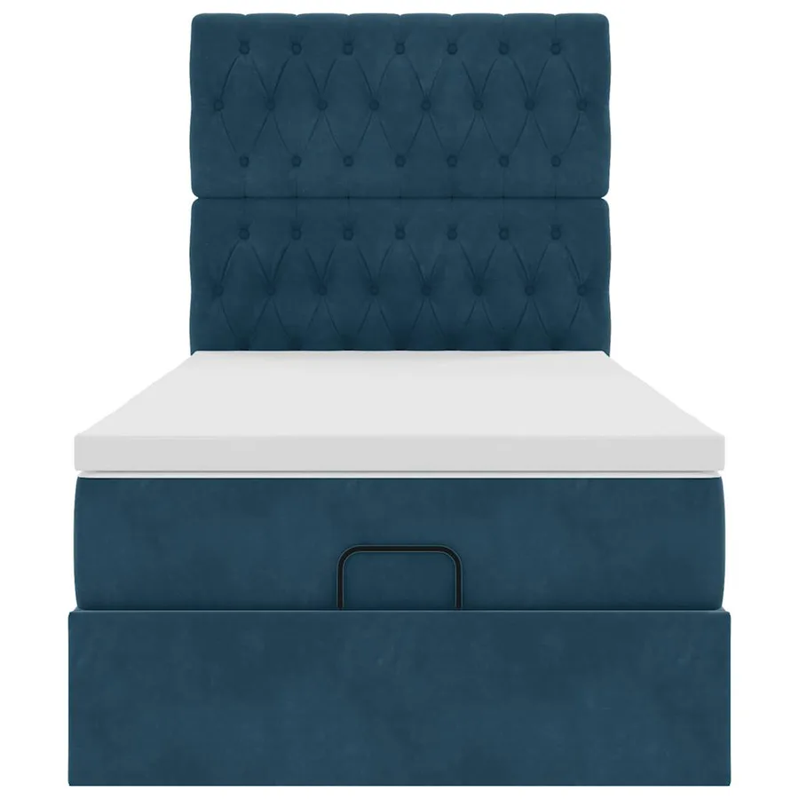 Cadre de lit ottoman avec matelas bleu foncé 90x190 cm velours - 8