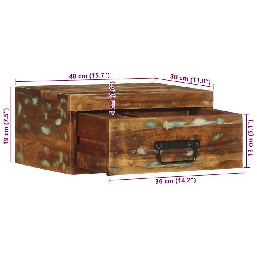 Tables de chevet murales 2 pcs bois massif de récupération - 13