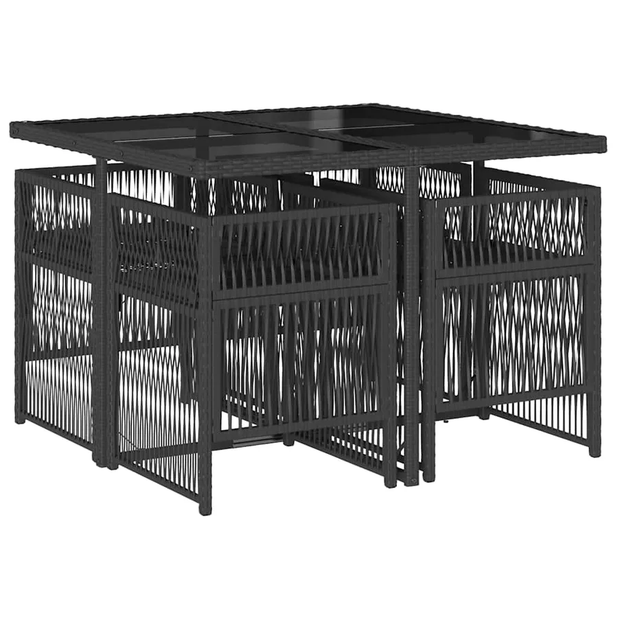 Ensemble à manger de jardin coussins 5pcs Noir Résine tressée - 3