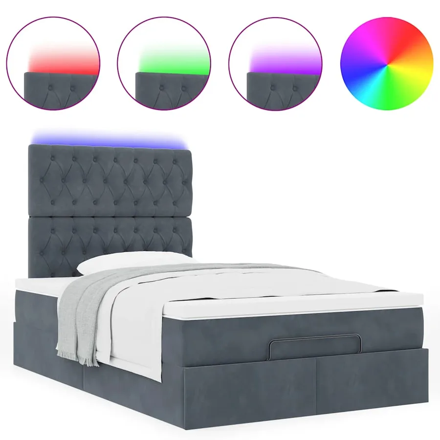 Cadre de lit ottoman avec matelas gris foncé 120x190 cm velours - 5