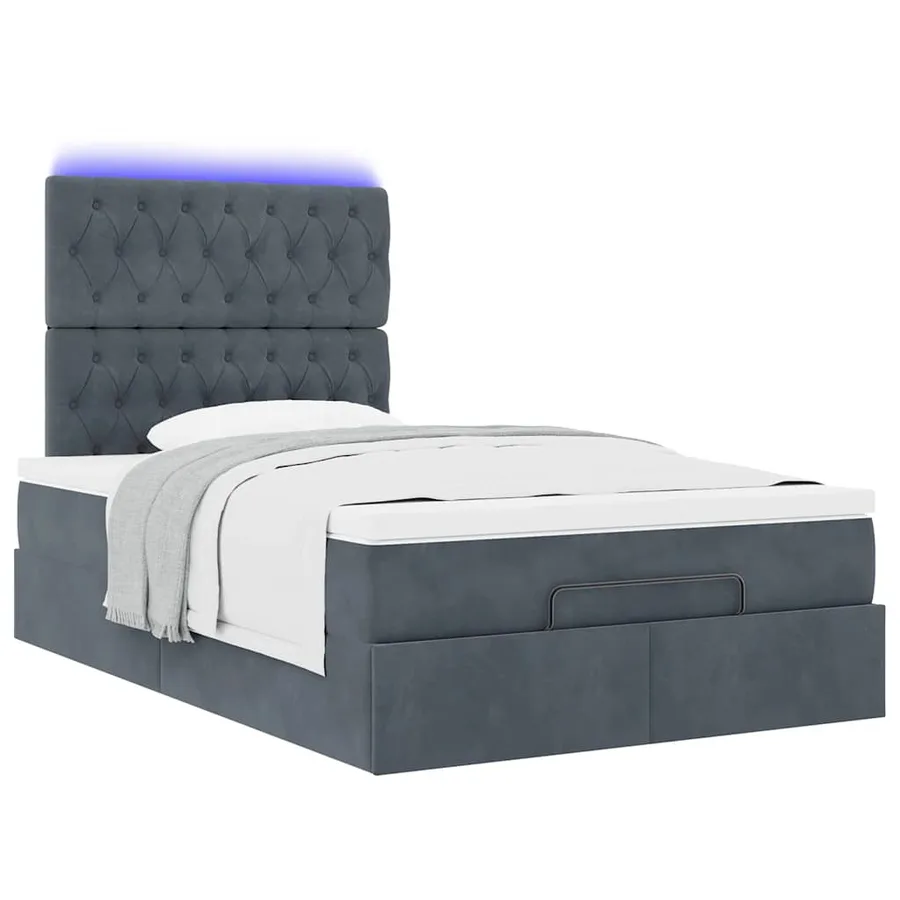 Cadre de lit ottoman avec matelas gris foncé 120x190 cm velours - 6