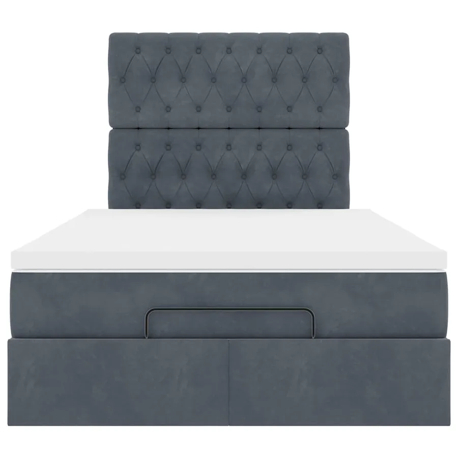 Cadre de lit ottoman avec matelas gris foncé 120x190 cm velours - 8