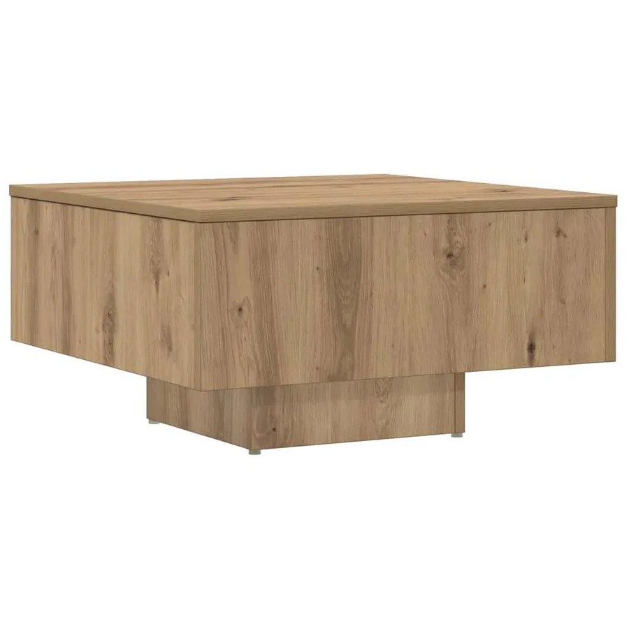 Table basse chêne artisanal 60x60x31,5 cm bois d'ingénierie - 2