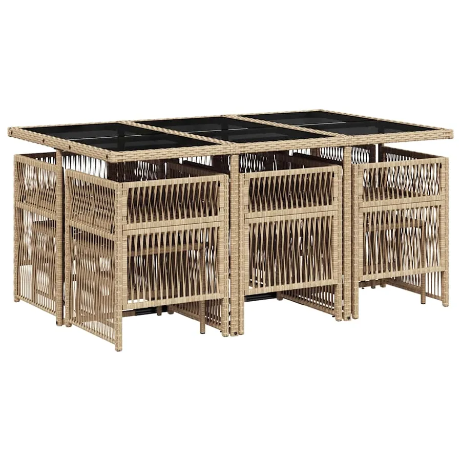 Ensemble à manger de jardin et coussins 11 pcs beige poly rotin - 3