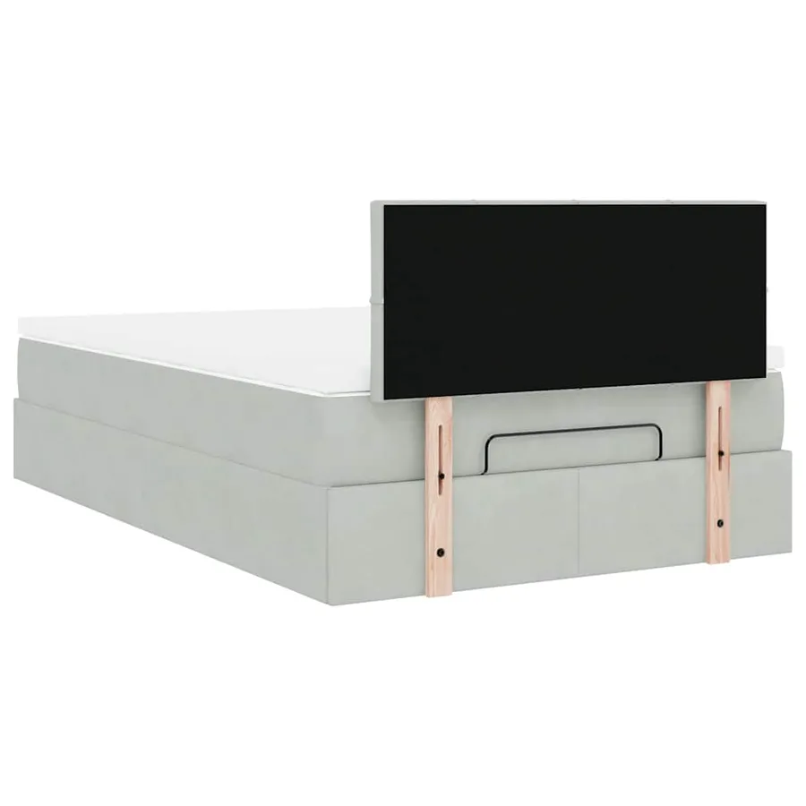 Lit ottoman avec matelas gris clair 120x190 cm velours - 10