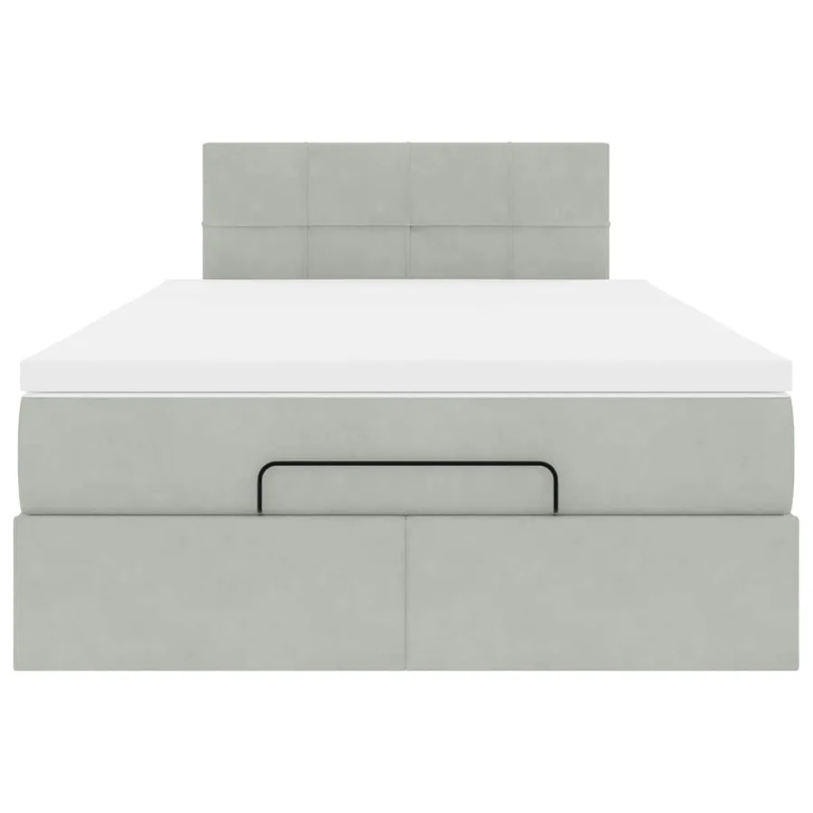 Lit ottoman avec matelas gris clair 120x190 cm velours - 6