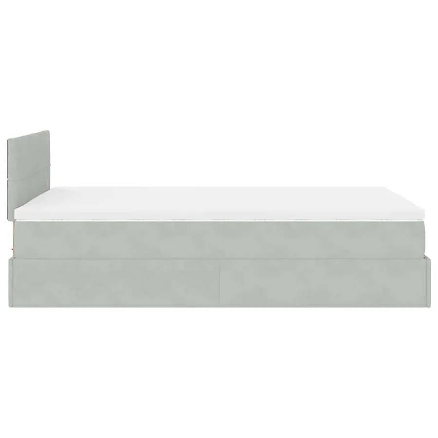 Lit ottoman avec matelas gris clair 120x190 cm velours - 9