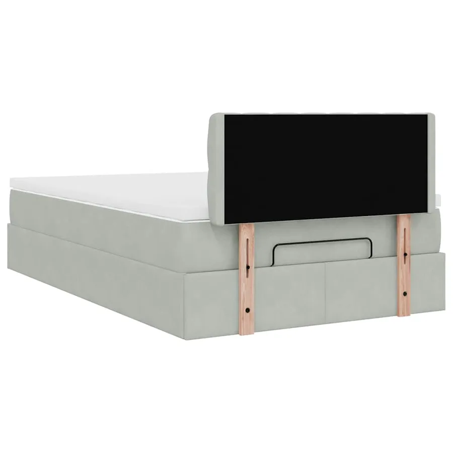 Lit ottoman avec matelas et LED gris clair 120x190cm velours - 12