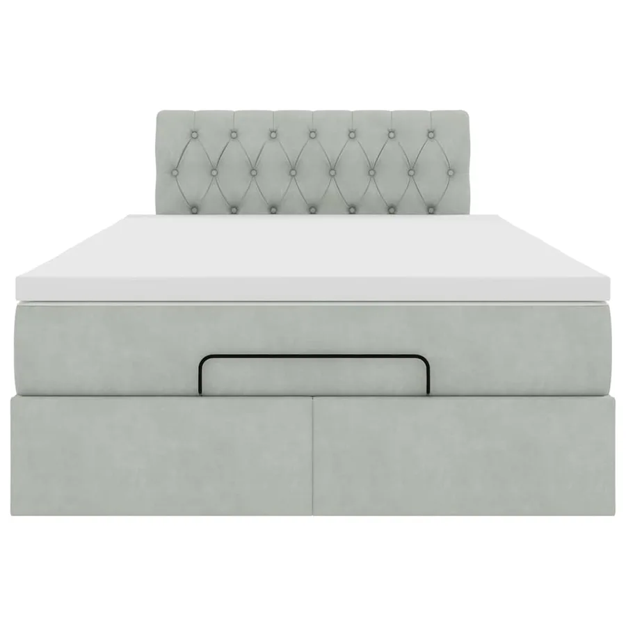 Lit ottoman avec matelas et LED gris clair 120x190cm velours - 8
