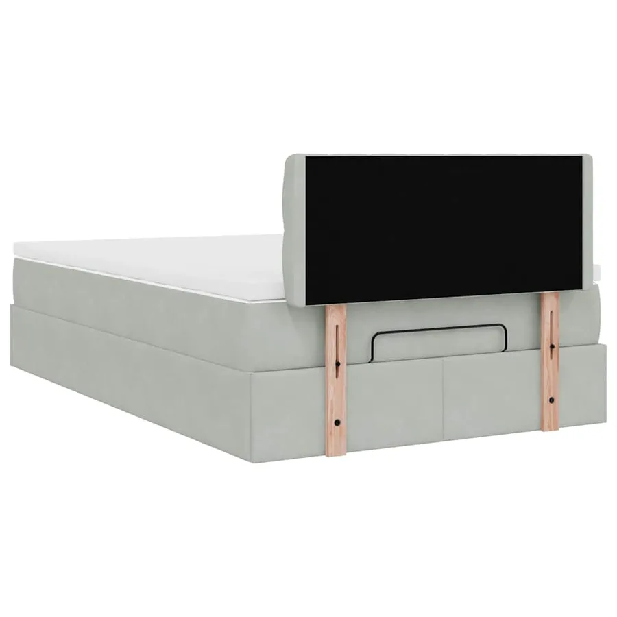 Cadre de lit ottoman et matelas gris clair 120x200 cm velours - 11