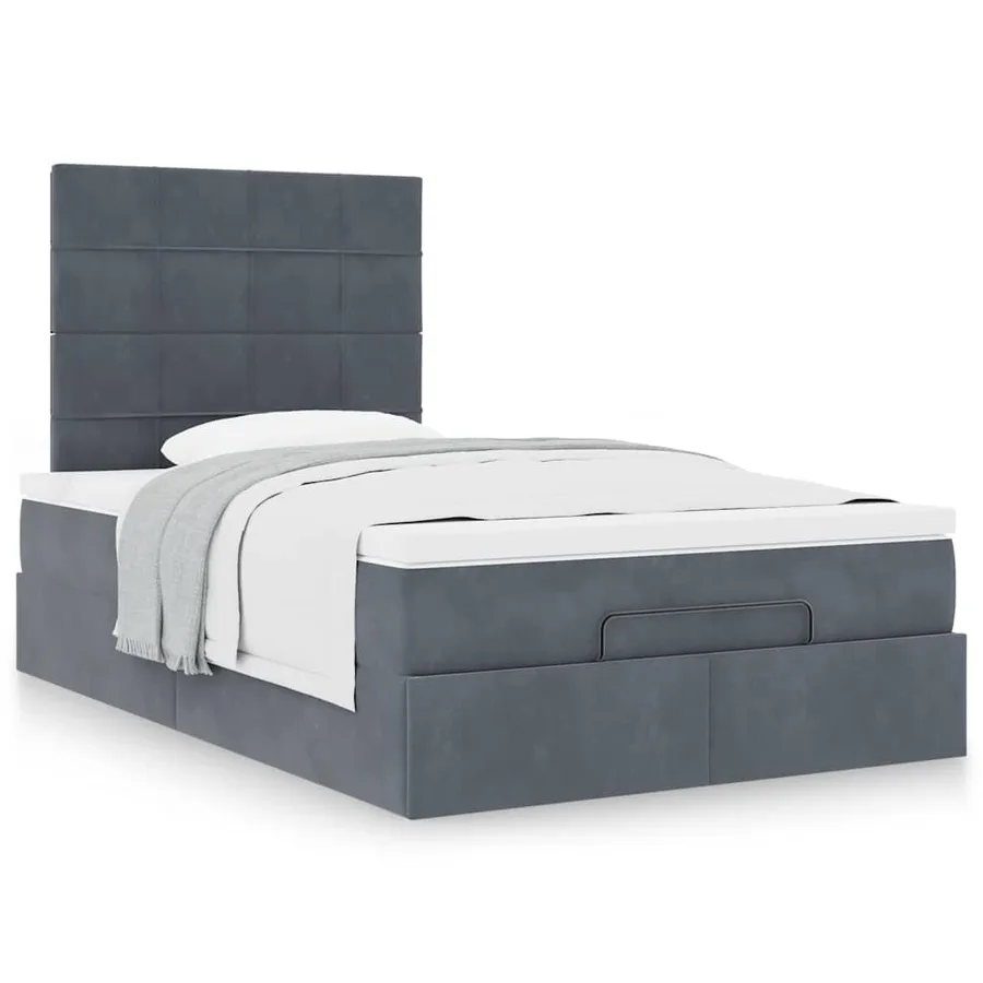 Cadre de lit ottoman avec matelas gris foncé 120x190 cm velours - 4