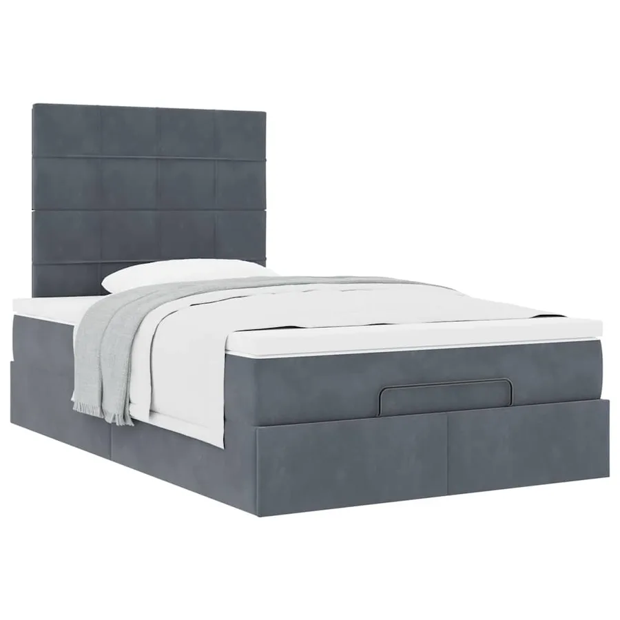 Cadre de lit ottoman avec matelas gris foncé 120x190 cm velours - 5