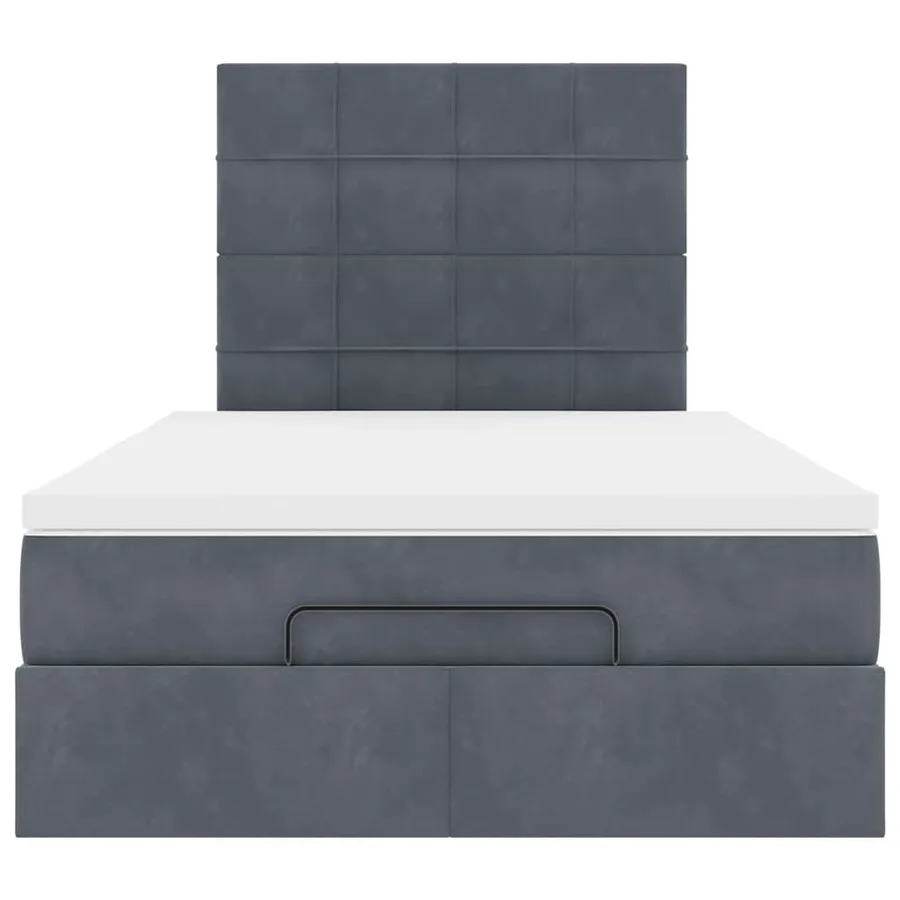 Cadre de lit ottoman avec matelas gris foncé 120x190 cm velours - 7