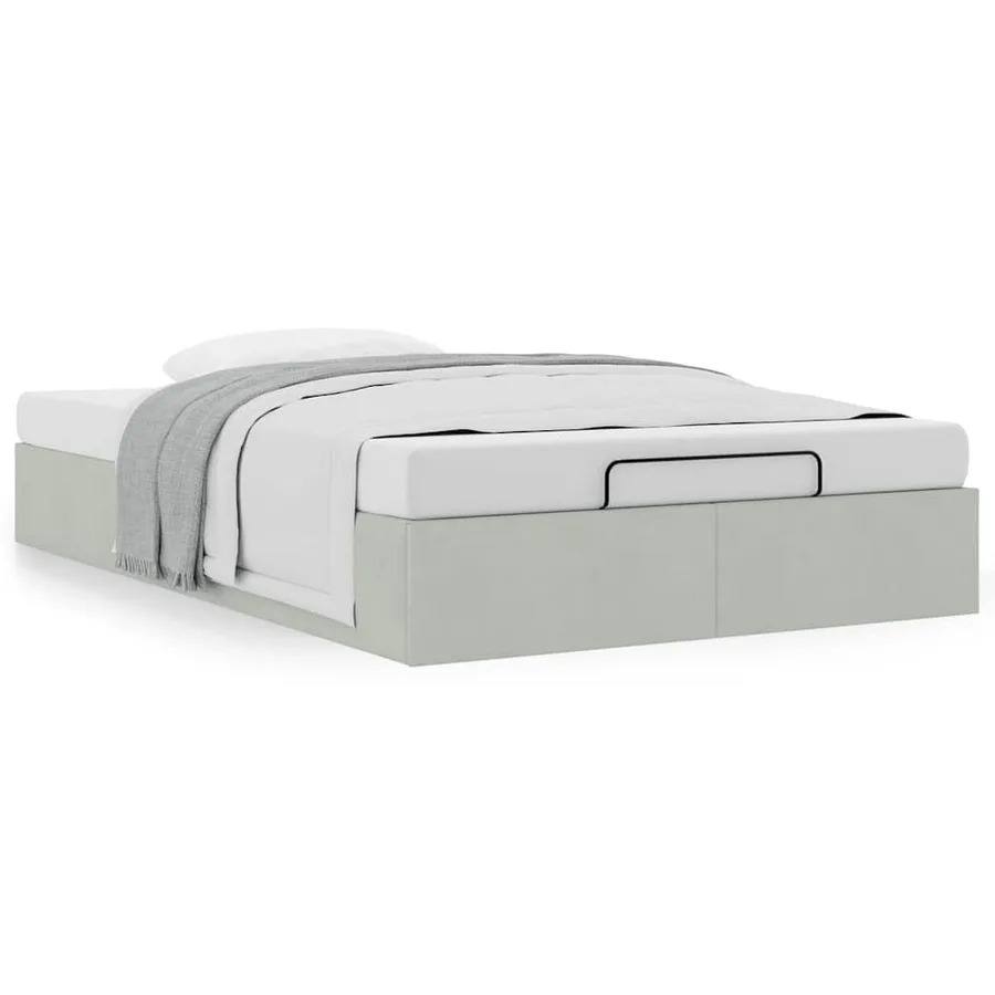 Cadre de lit ottoman sans matelas gris clair 120x200 cm velours - 4