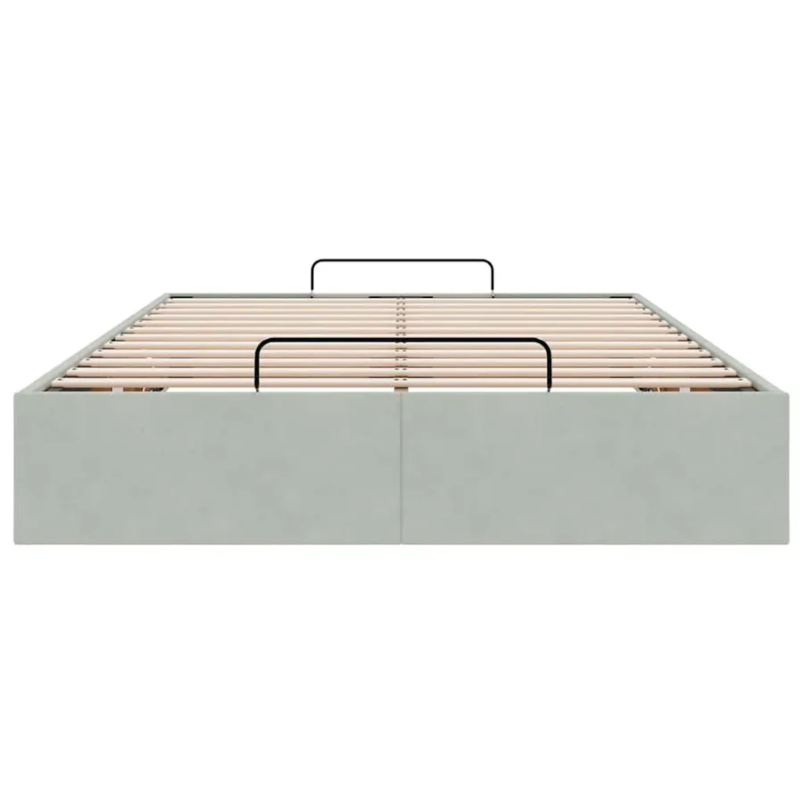 Cadre de lit ottoman sans matelas gris clair 120x200 cm velours - 7