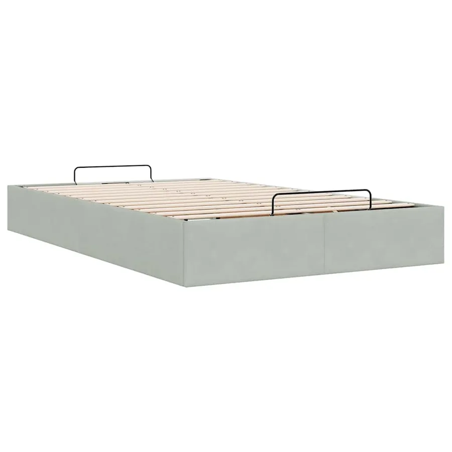 Cadre de lit ottoman sans matelas gris clair 120x200 cm velours - 9