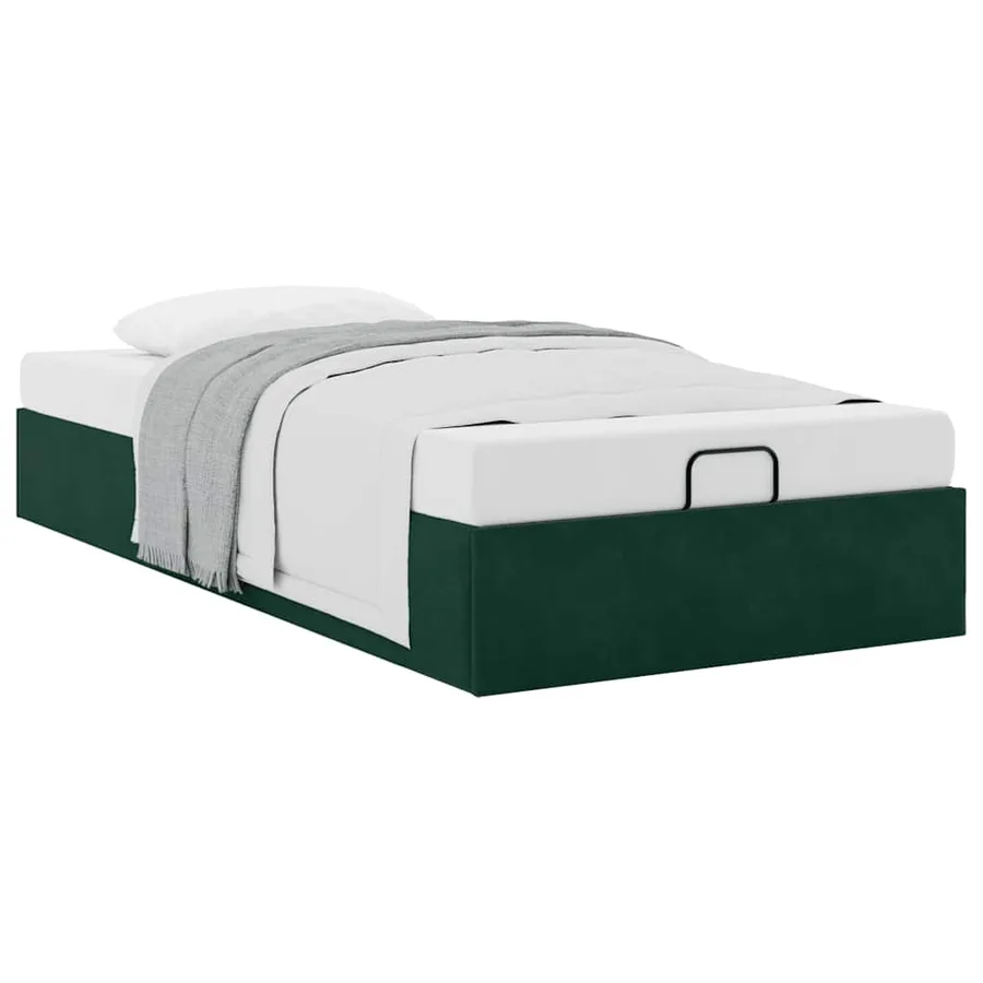 Cadre de lit ottoman sans matelas vert foncé 90x190 cm velours - 5