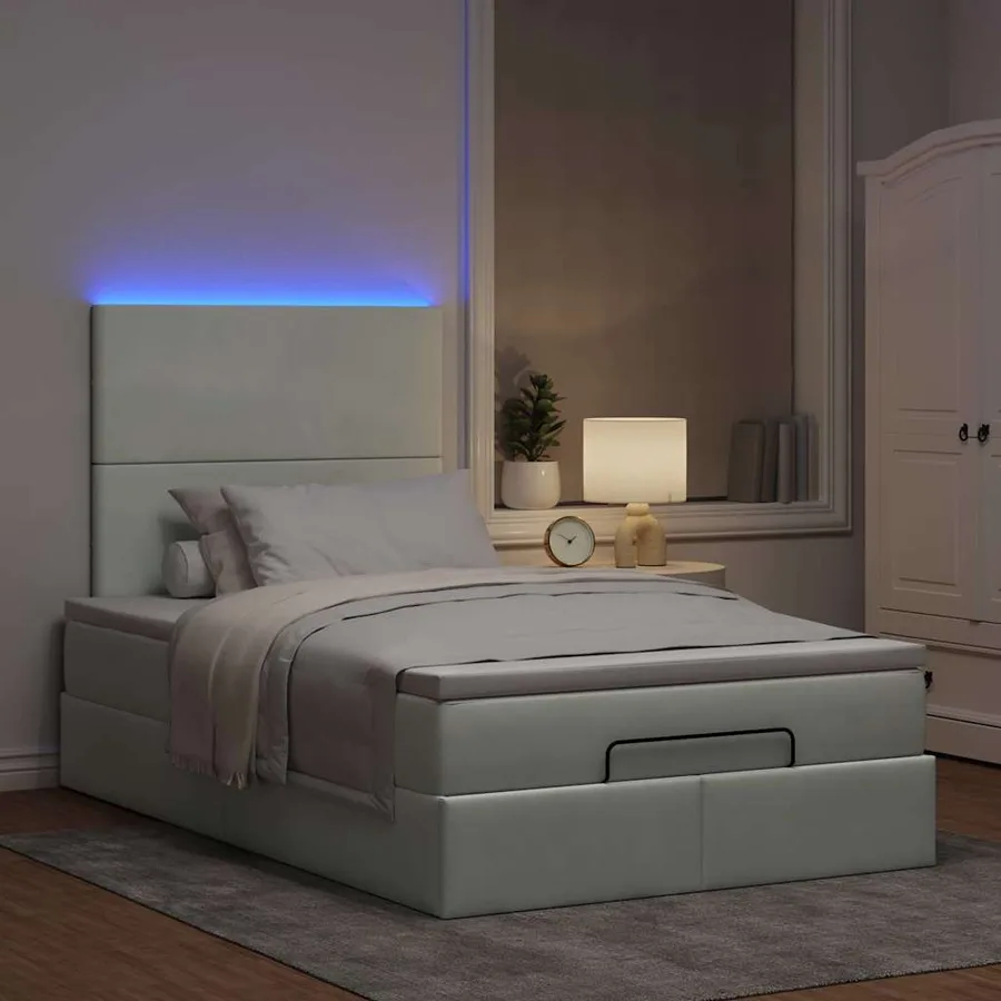 Cadre de lit ottoman et matelas gris clair 120x200 cm velours - 3
