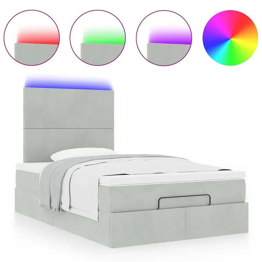 Cadre de lit ottoman et matelas gris clair 120x200 cm velours - 5