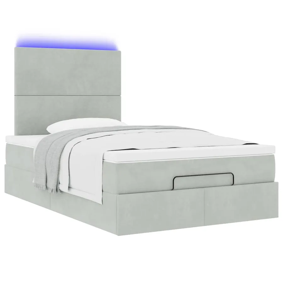 Cadre de lit ottoman et matelas gris clair 120x200 cm velours - 6