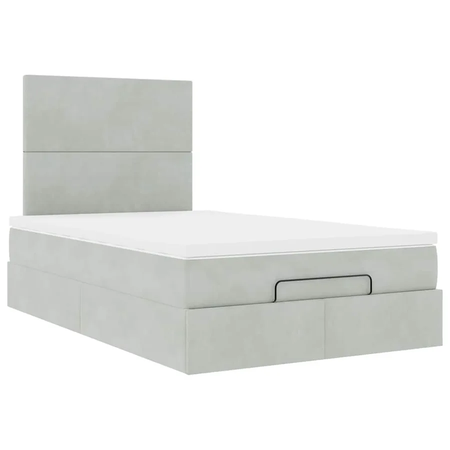 Cadre de lit ottoman et matelas gris clair 120x200 cm velours - 7