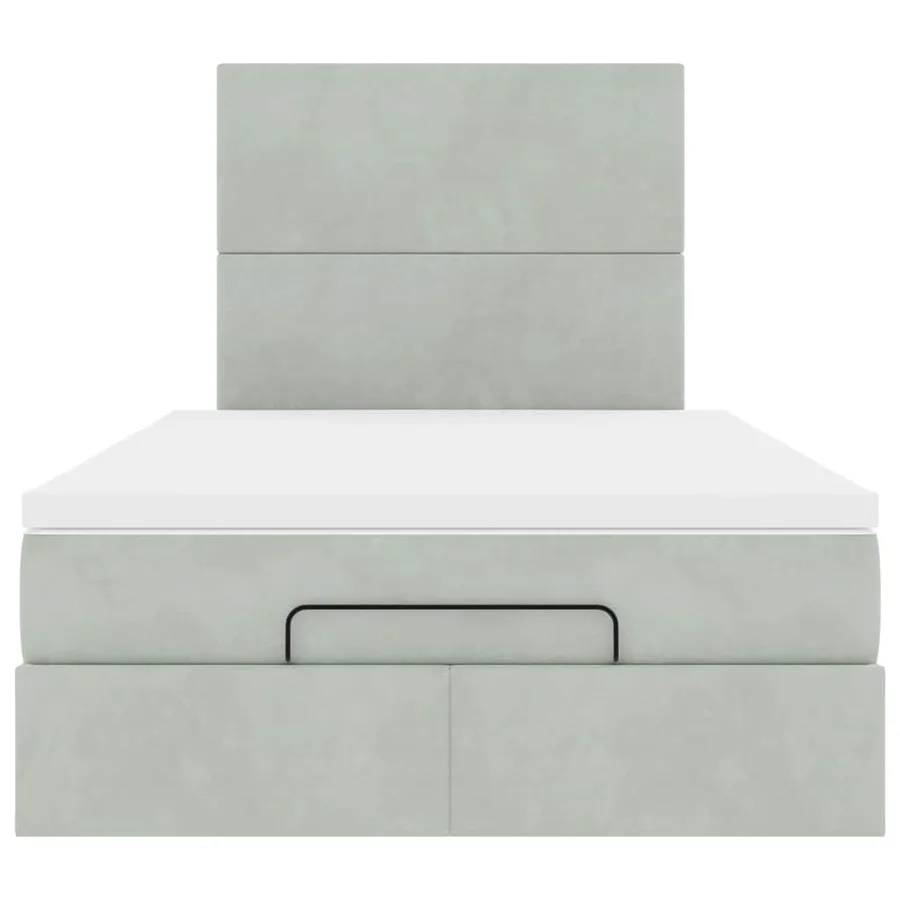 Cadre de lit ottoman et matelas gris clair 120x200 cm velours - 8