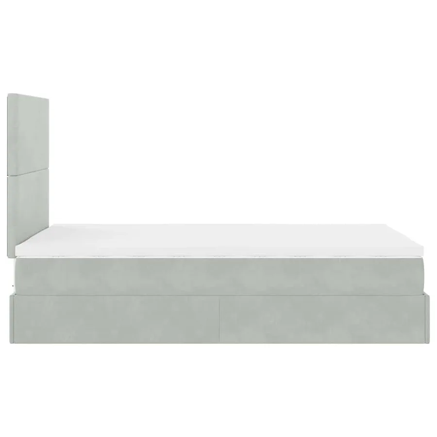 Cadre de lit ottoman et matelas gris clair 120x200 cm velours - 9