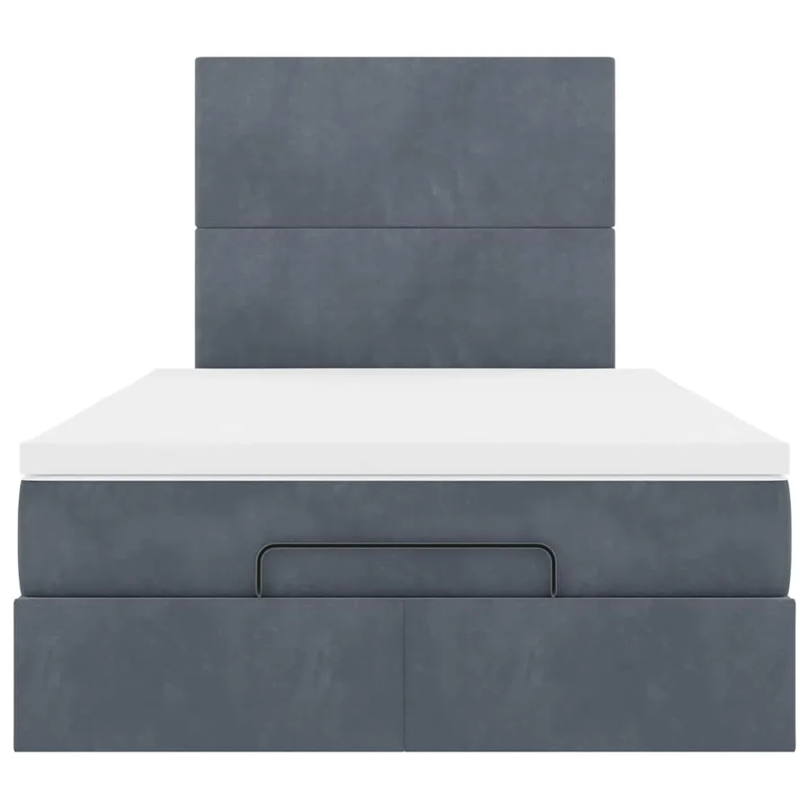 Cadre de lit ottoman avec matelas gris foncé 120x190 cm velours - 8