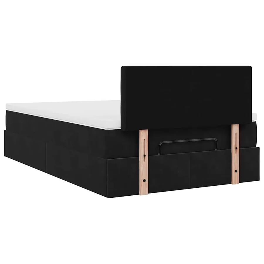 Lit ottoman avec matelas noir 120x190 cm velours - 11