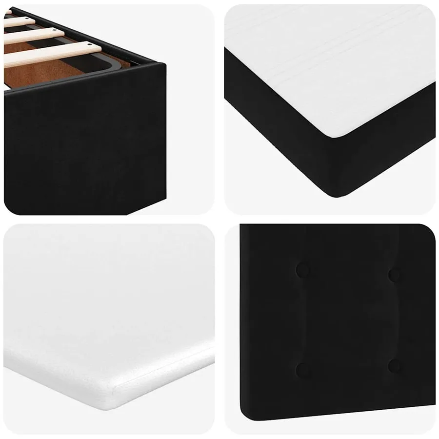 Lit ottoman avec matelas noir 120x190 cm velours - 13