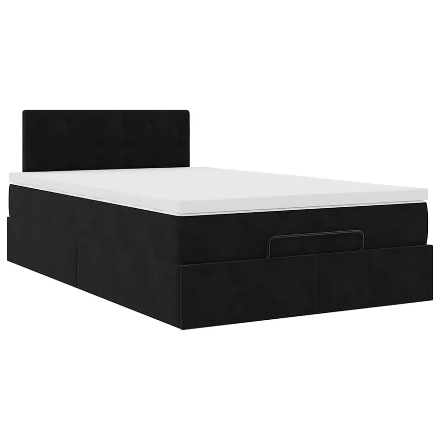 Lit ottoman avec matelas noir 120x190 cm velours - 4