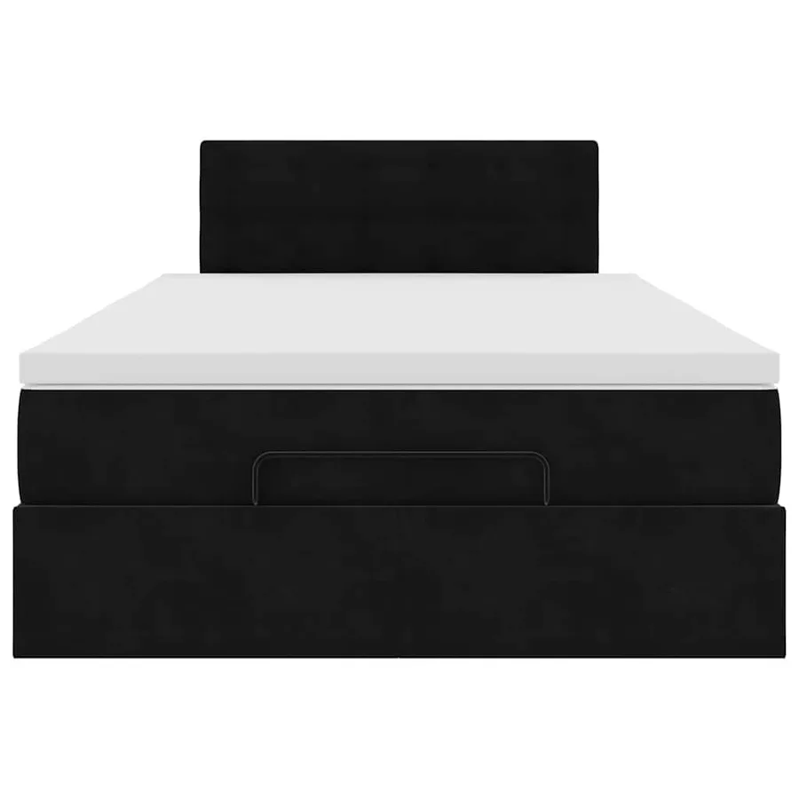 Lit ottoman avec matelas noir 120x190 cm velours - 7