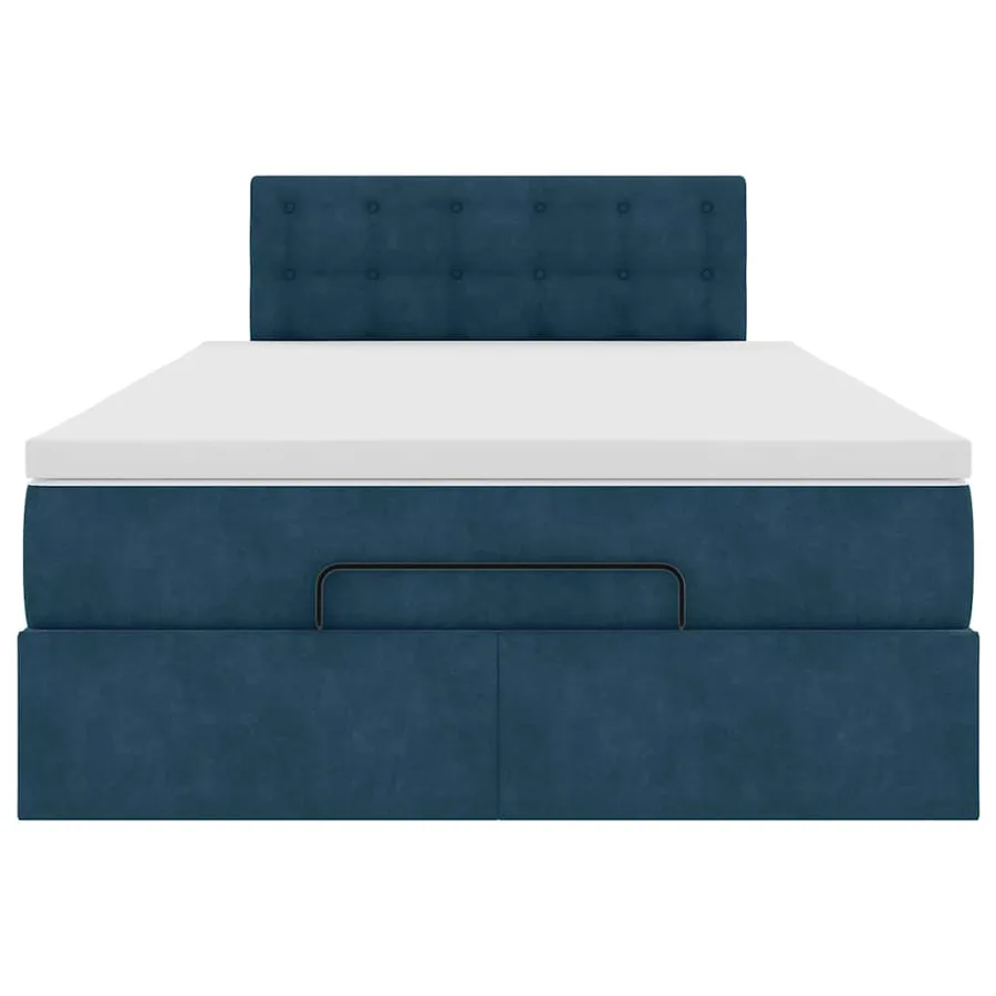 Lit ottoman avec matelas bleu foncé 120x190 cm velours - 7