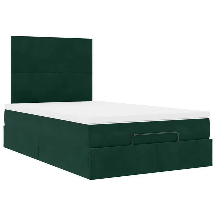 Cadre de lit ottoman avec matelas vert foncé 120x190 cm velours - 6