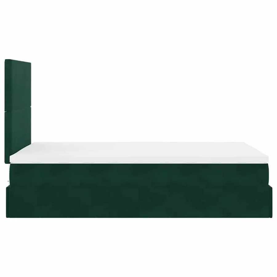 Cadre de lit ottoman avec matelas vert foncé 120x190 cm velours - 8