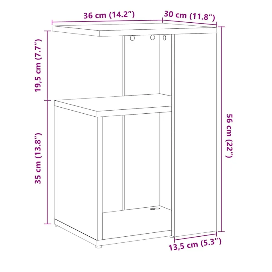Table d'appoint vieux bois 36x30x56 cm bois d'ingénierie - 9
