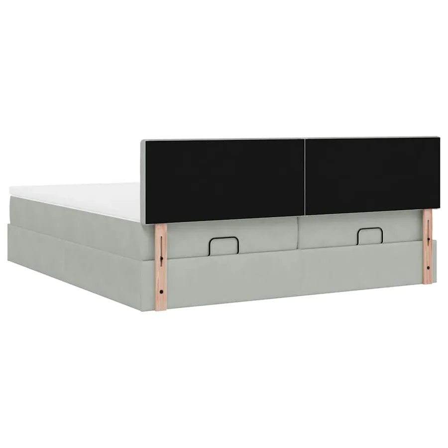 Cadre de lit ottoman et matelas gris clair 180x200cm velours - 11