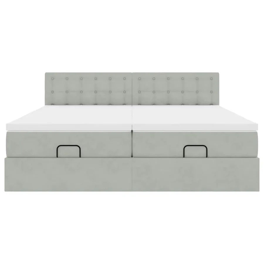 Cadre de lit ottoman et matelas gris clair 180x200cm velours - 7